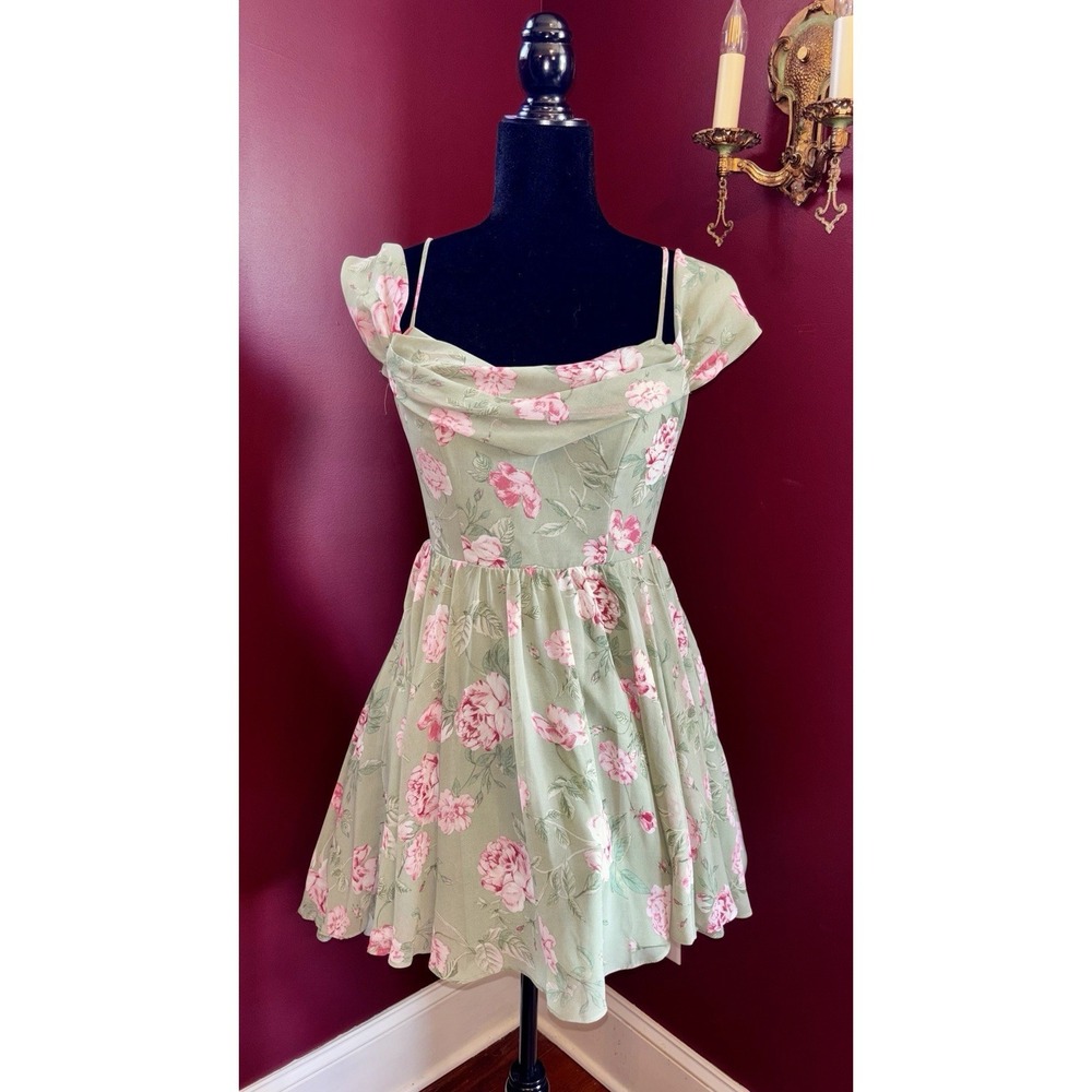 City Studio Junior Women Sz 5/6 Off The Shoulder High-Low Spring Floral Dress